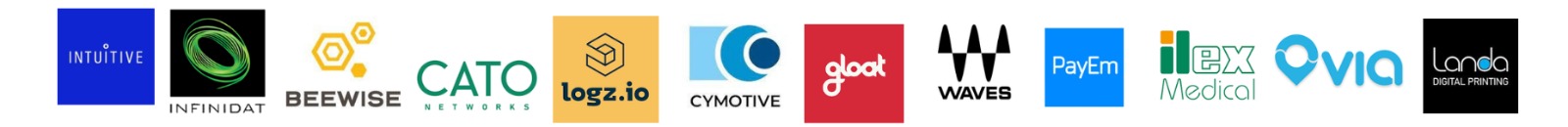 Intuitive, Infinidat, Beewise, CATO Networks, Logz.io, Cymotive, Gloat, Waves, PayEm, Via, Landa